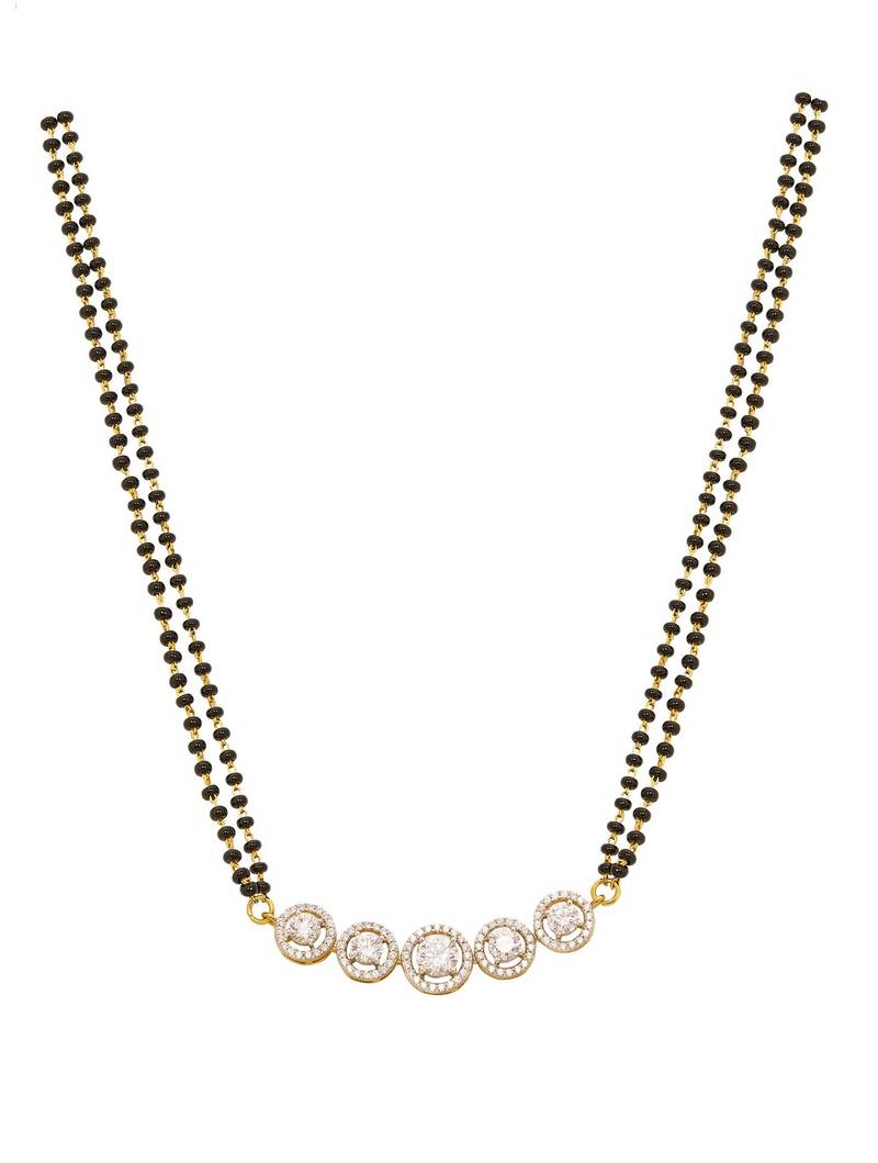white silver mangalsutra with gold bead black chain