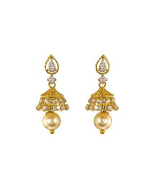 white silver jhumka earrings with gold plated detailing 3