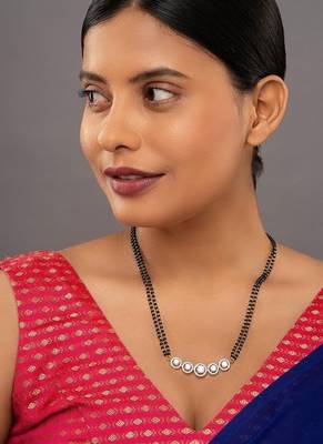 white silver mangalsutra with gold bead black chain 1