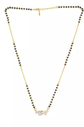 white silver mangalsutra with black beads gold locket