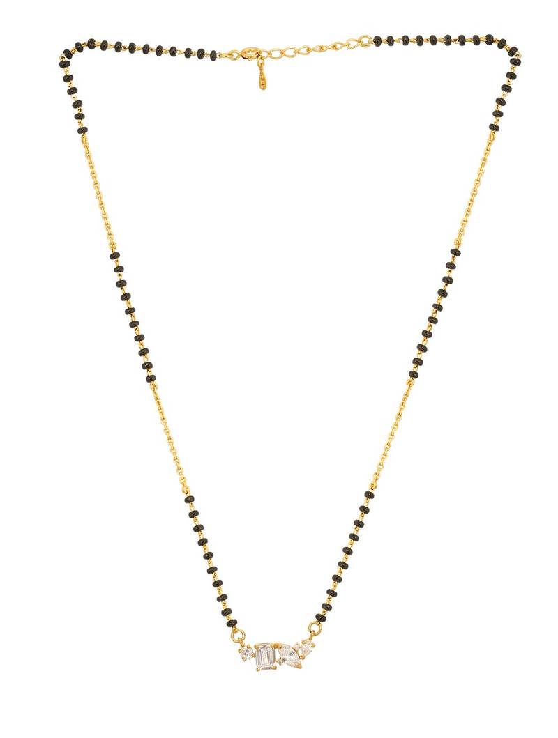 white silver mangalsutra with black beads gold locket