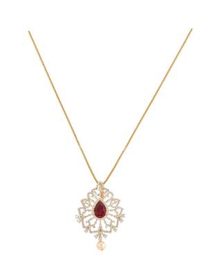 multicolor silver pendant necklace with gold plated design 2