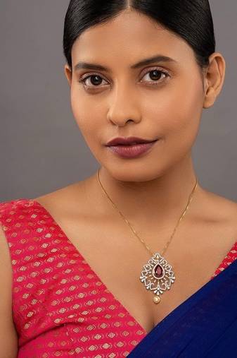 multicolor silver pendant necklace with gold plated design