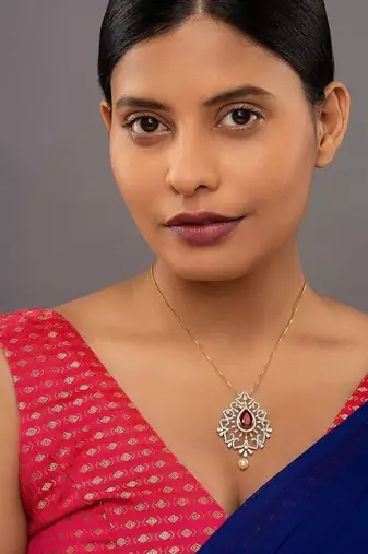 multicolor silver pendant necklace with gold plated design