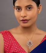 multicolor silver pendant necklace with gold plated design