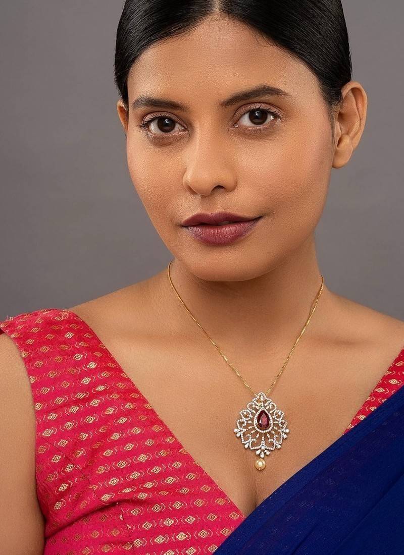 multicolor silver pendant necklace with gold plated design
