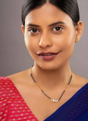 white silver mangalsutra with black beads gold locket 1