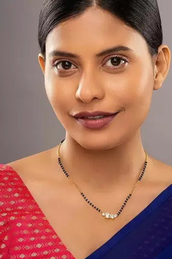 white silver mangalsutra with black beads gold locket