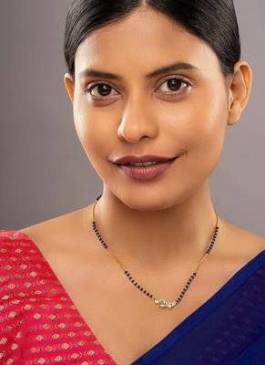 white silver mangalsutra with black beads gold locket 3