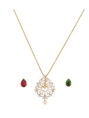 multicolor silver pendant necklace with gold plated design 3