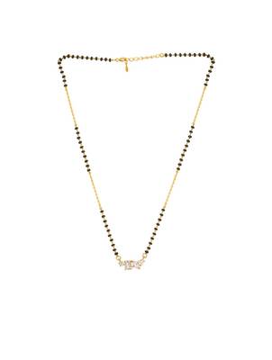 white silver mangalsutra with black beads gold locket 4