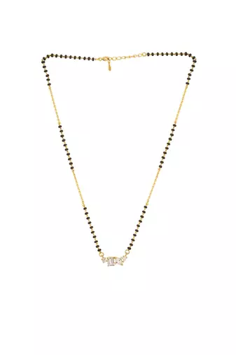 white silver mangalsutra with black beads gold locket
