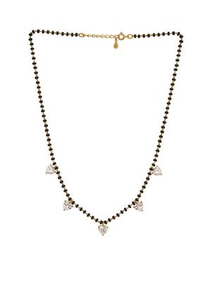 white silver mangalsutra with bead chain gold pendant 2