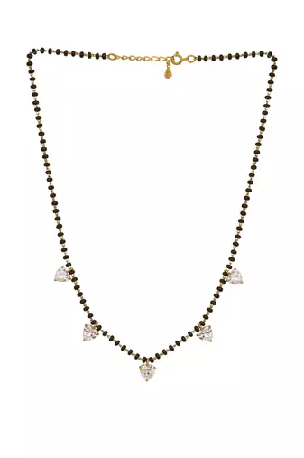 white silver mangalsutra with bead chain gold pendant