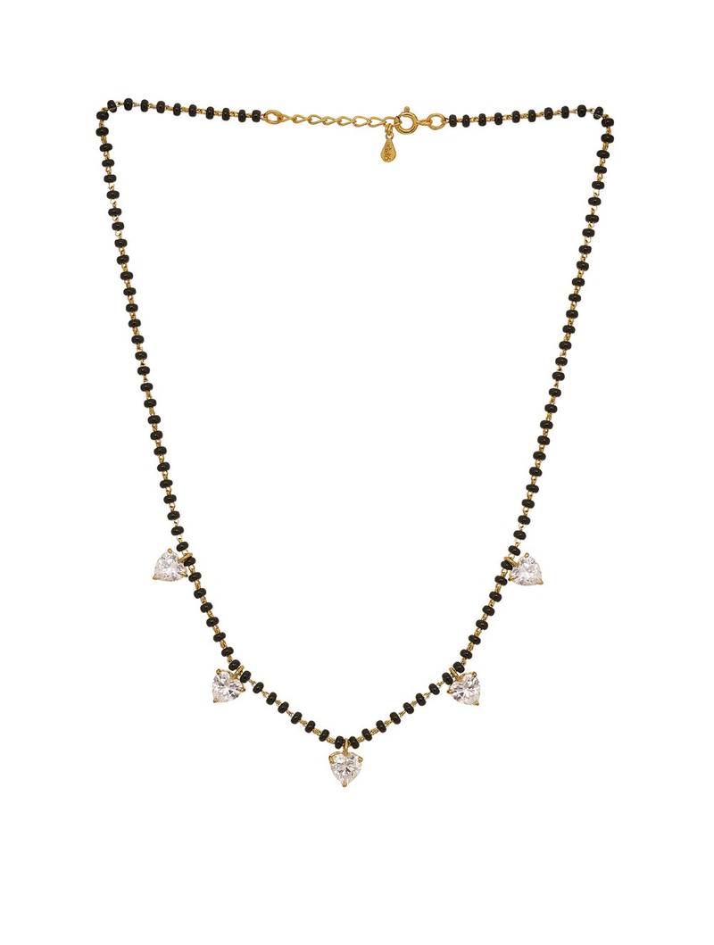 white silver mangalsutra with bead chain gold pendant