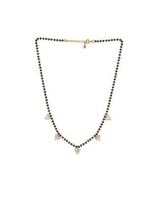 white silver mangalsutra with bead chain gold pendant 3