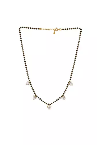 white silver mangalsutra with bead chain gold pendant