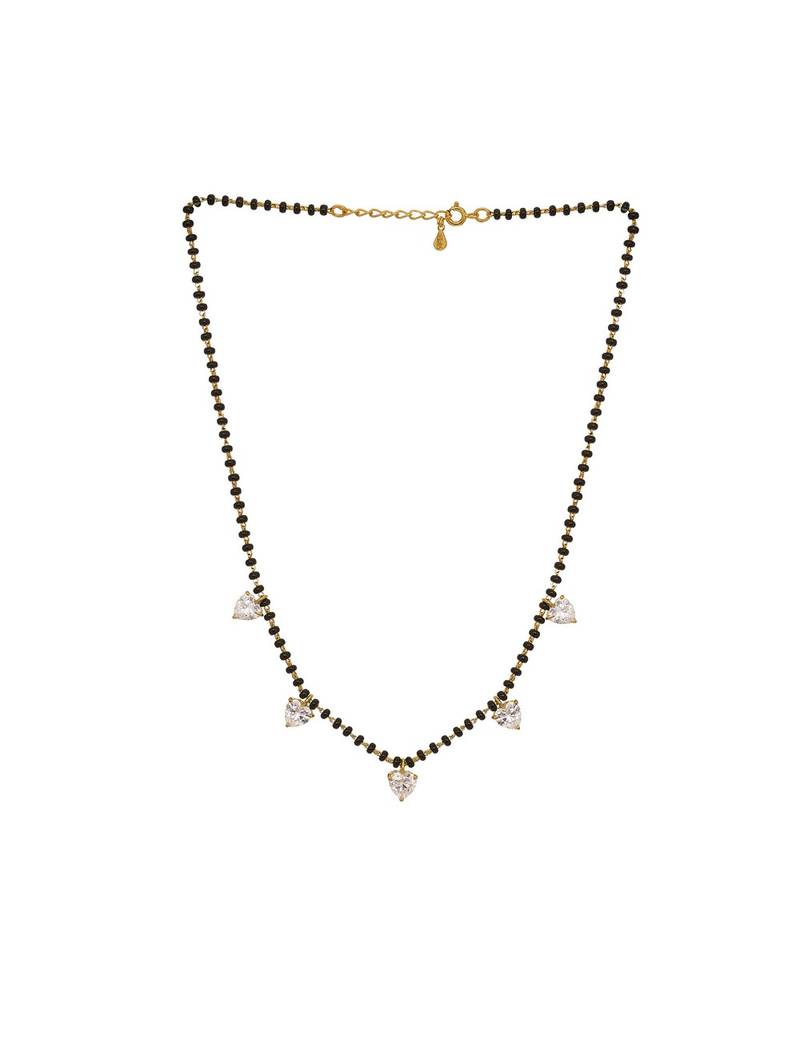 white silver mangalsutra with bead chain gold pendant