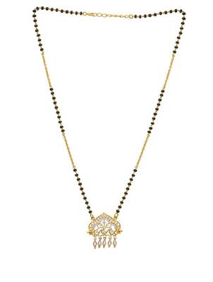 white silver mangalsutra with gold bead chain pendant 2
