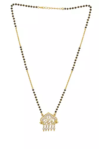 white silver mangalsutra with gold bead chain pendant