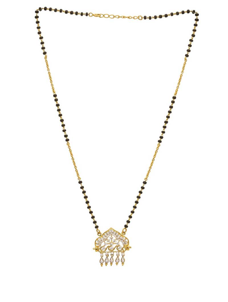 white silver mangalsutra with gold bead chain pendant