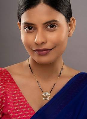 white silver mangalsutra with gold bead chain pendant 1