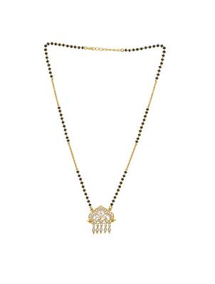 white silver mangalsutra with gold bead chain pendant 3
