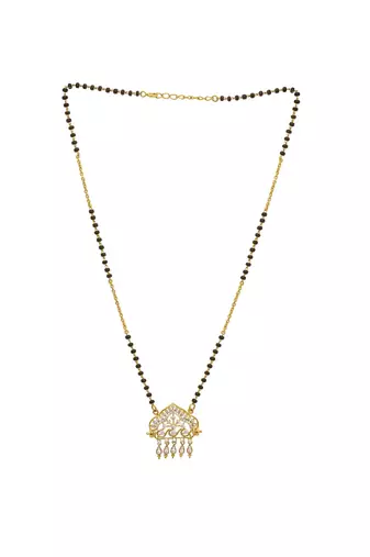white silver mangalsutra with gold bead chain pendant