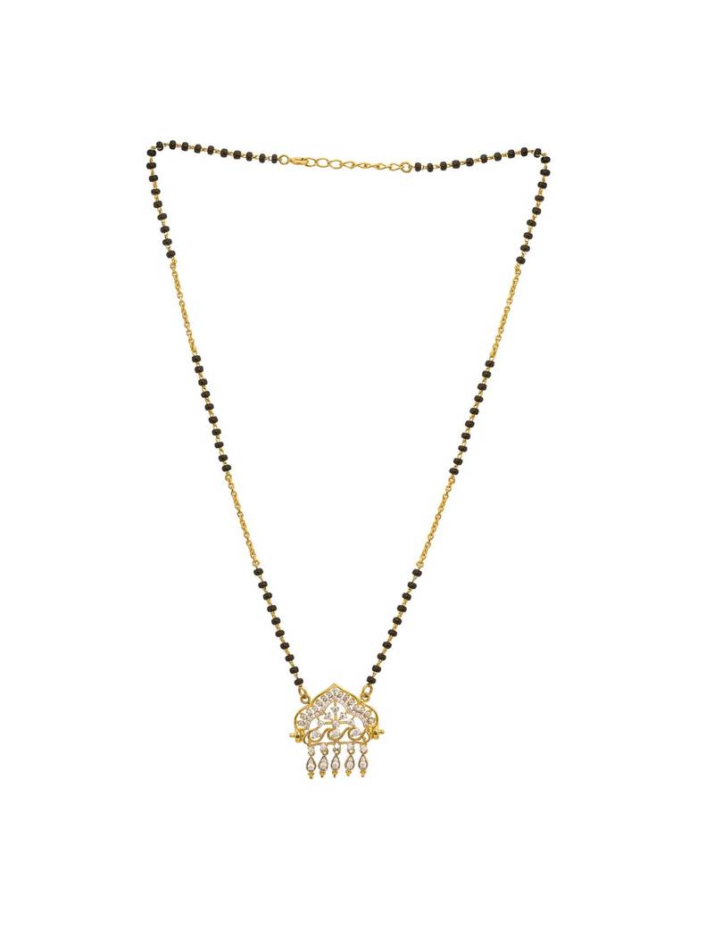 white silver mangalsutra with gold bead chain pendant