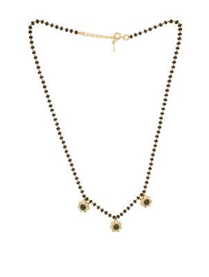 green silver mangalsutra with black bead gold pendant 2