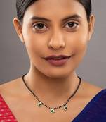 green silver mangalsutra with black bead gold pendant