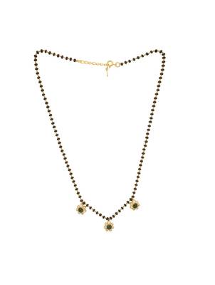 green silver mangalsutra with black bead gold pendant 3