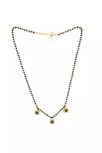 green silver mangalsutra with black bead gold pendant