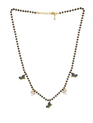 multicolor silver mangalsutra with blue stone gold chain 2