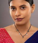 multicolor silver mangalsutra with blue stone gold chain