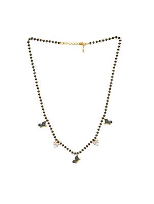multicolor silver mangalsutra with blue stone gold chain 3