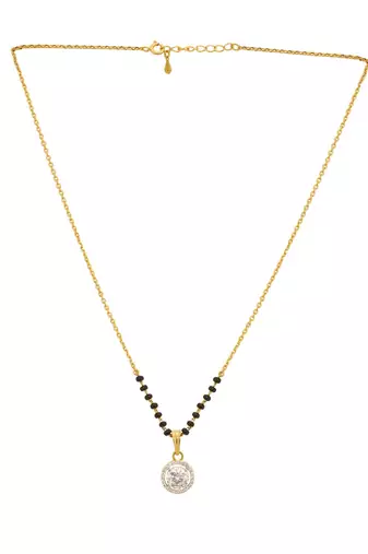 white silver mangalsutra with black bead chain pendant
