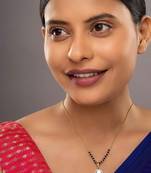 white silver mangalsutra with black bead chain pendant