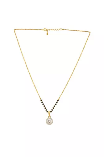 white silver mangalsutra with black bead chain pendant