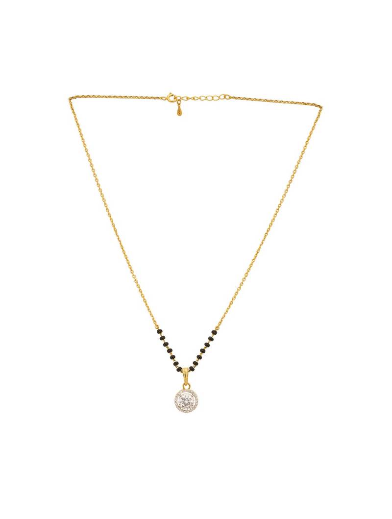 white silver mangalsutra with black bead chain pendant