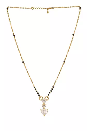 white silver mangalsutra with gold plated bead pendant