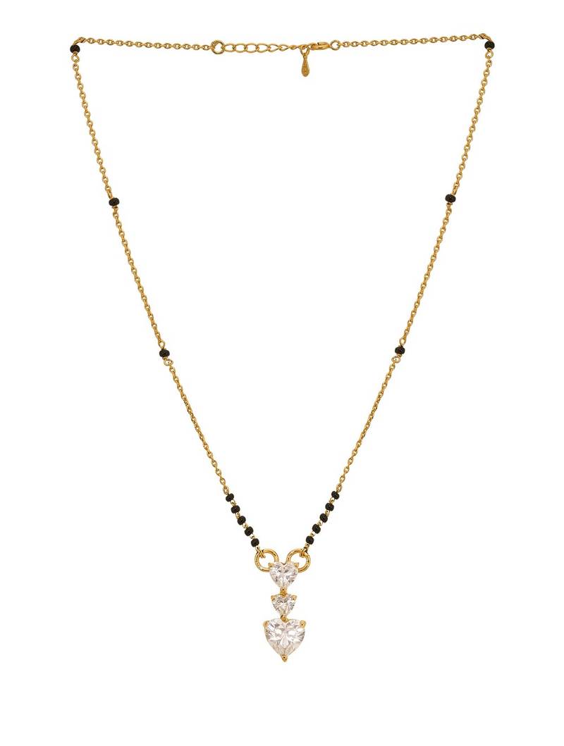 white silver mangalsutra with gold plated bead pendant