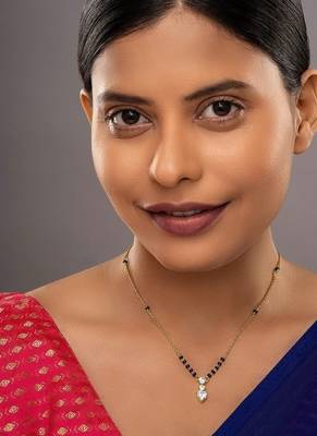 white silver mangalsutra with gold plated bead pendant 1