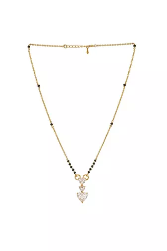 white silver mangalsutra with gold plated bead pendant