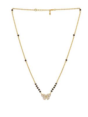 white silver mangalsutra with gold accent black bead pendant 2