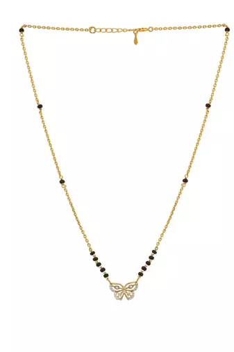 white silver mangalsutra with gold accent black bead pendant