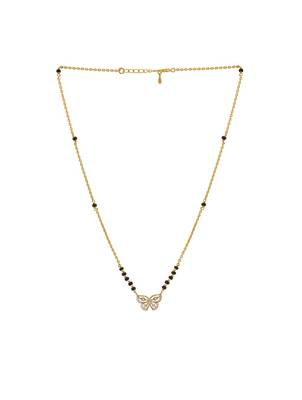 white silver mangalsutra with gold accent black bead pendant 3