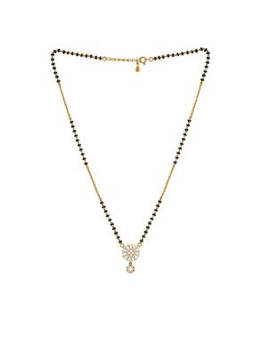 white sterling silver mangalsutra with gold pendant 3