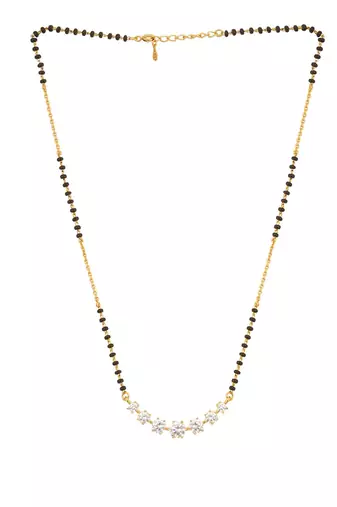 white sterling silver mangalsutra gold bead pendant