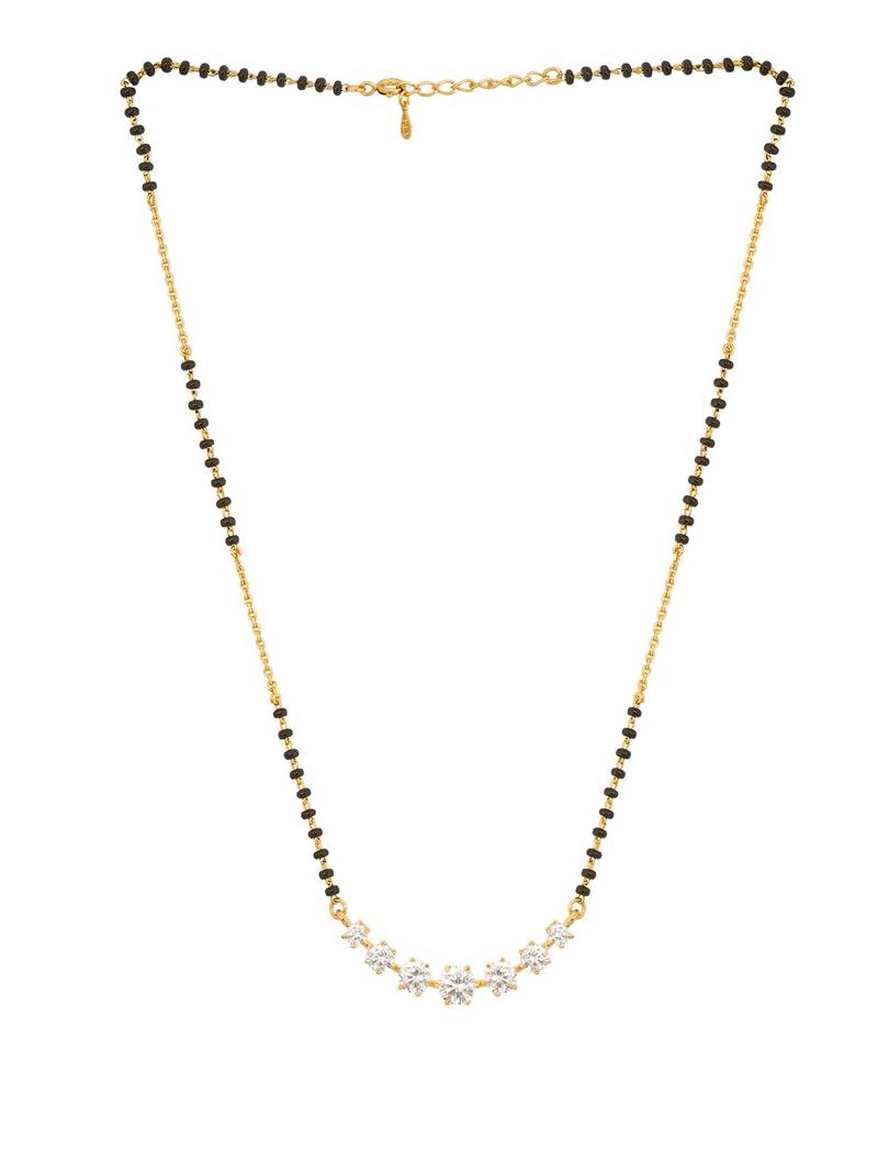 white sterling silver mangalsutra gold bead pendant